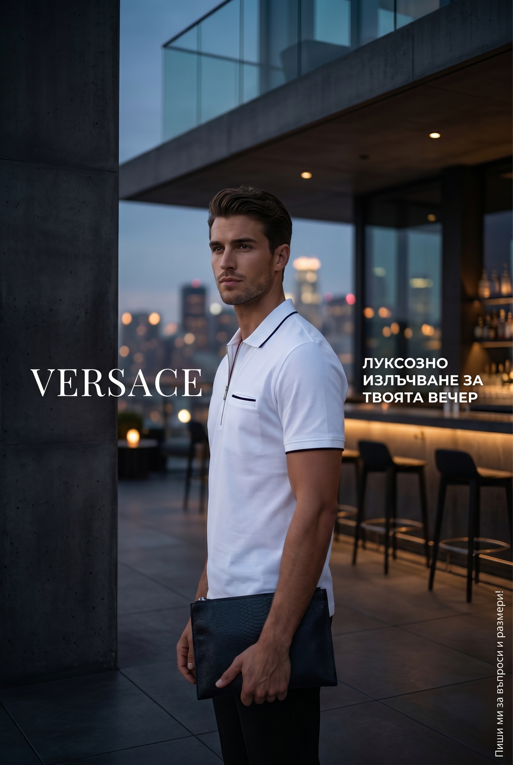 Versace оригинална луксозна тениска/поло с емблема Medusa – нова